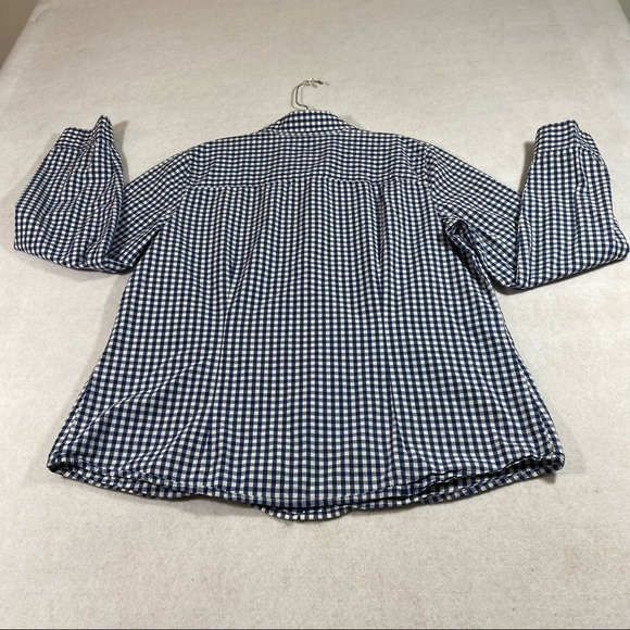 IZOD Gingham Button Down Shirt Long Adjustable Sleeve LG Cotton Blue Whi… - Picture 9 of 10